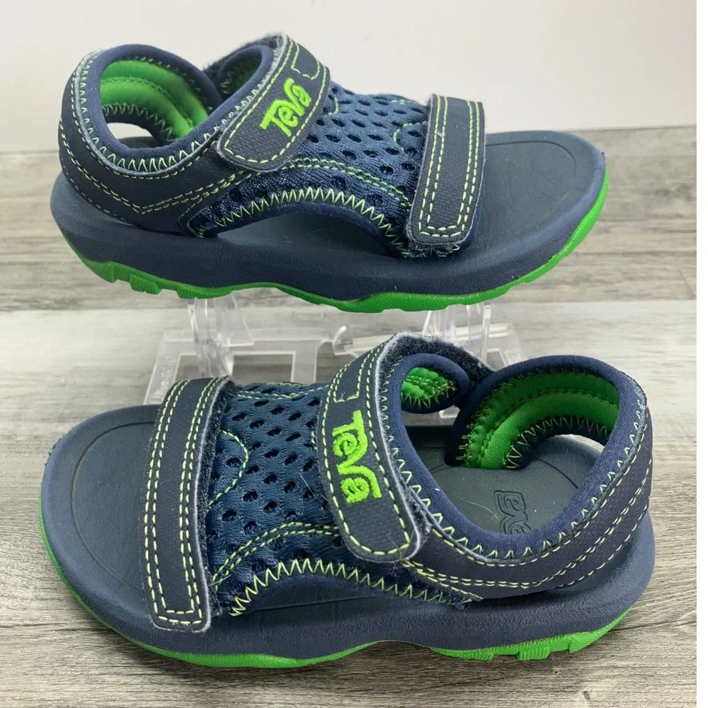Teva Psyclone 4 Toddler Navy Lime Green Sport Water Sandals 1019538T Size 7C